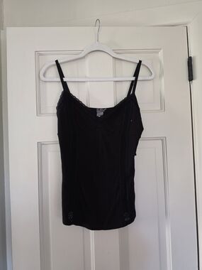 Guess Large Black Lace-Trim Camisole Top